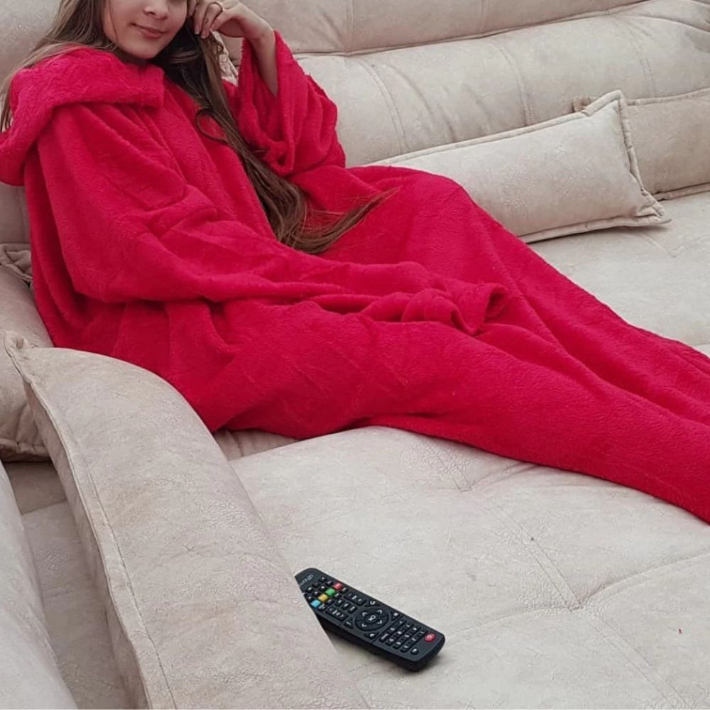 Cobertor Casaco Unissex com Mangas e Capuz para Inverno - 5