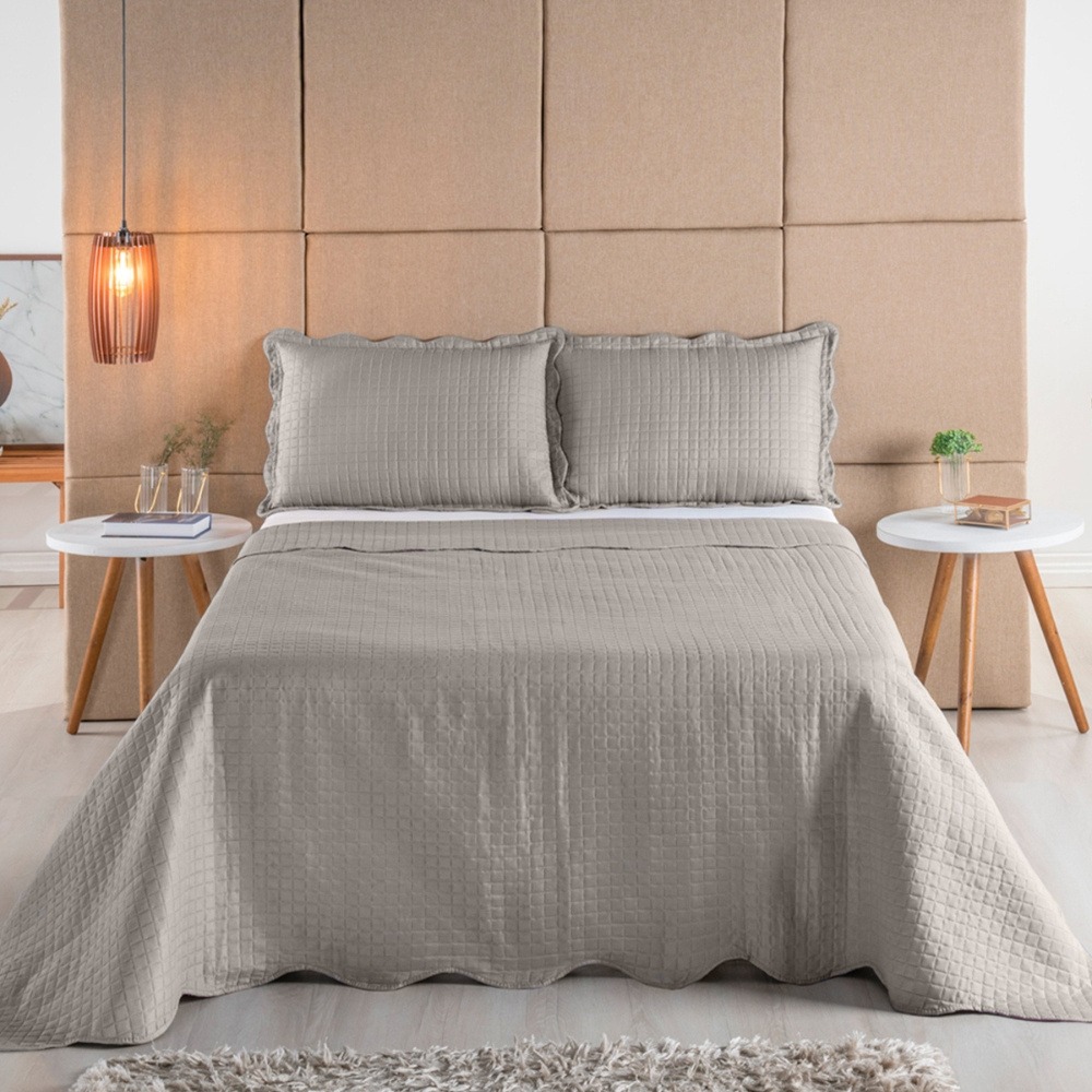 Cobre Leito Colcha Queen 3 Peças Boutis Pastilhas Dupla Face 150 Fios Matelado Fendi