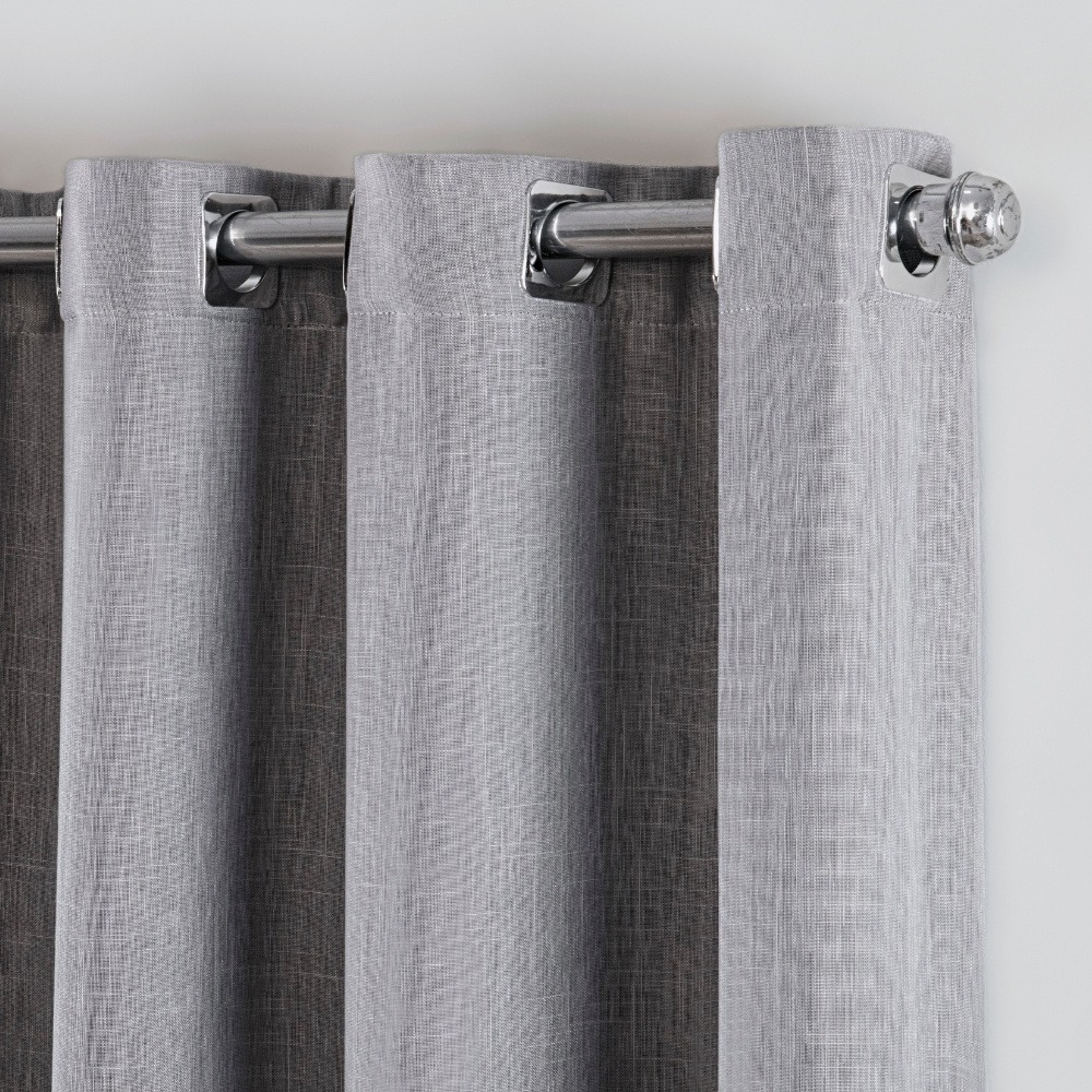 Cortina Voil Gaze de Linho com Forro Tecido Blackout 5,90x2,60m para Varão 4M Grécia Prata