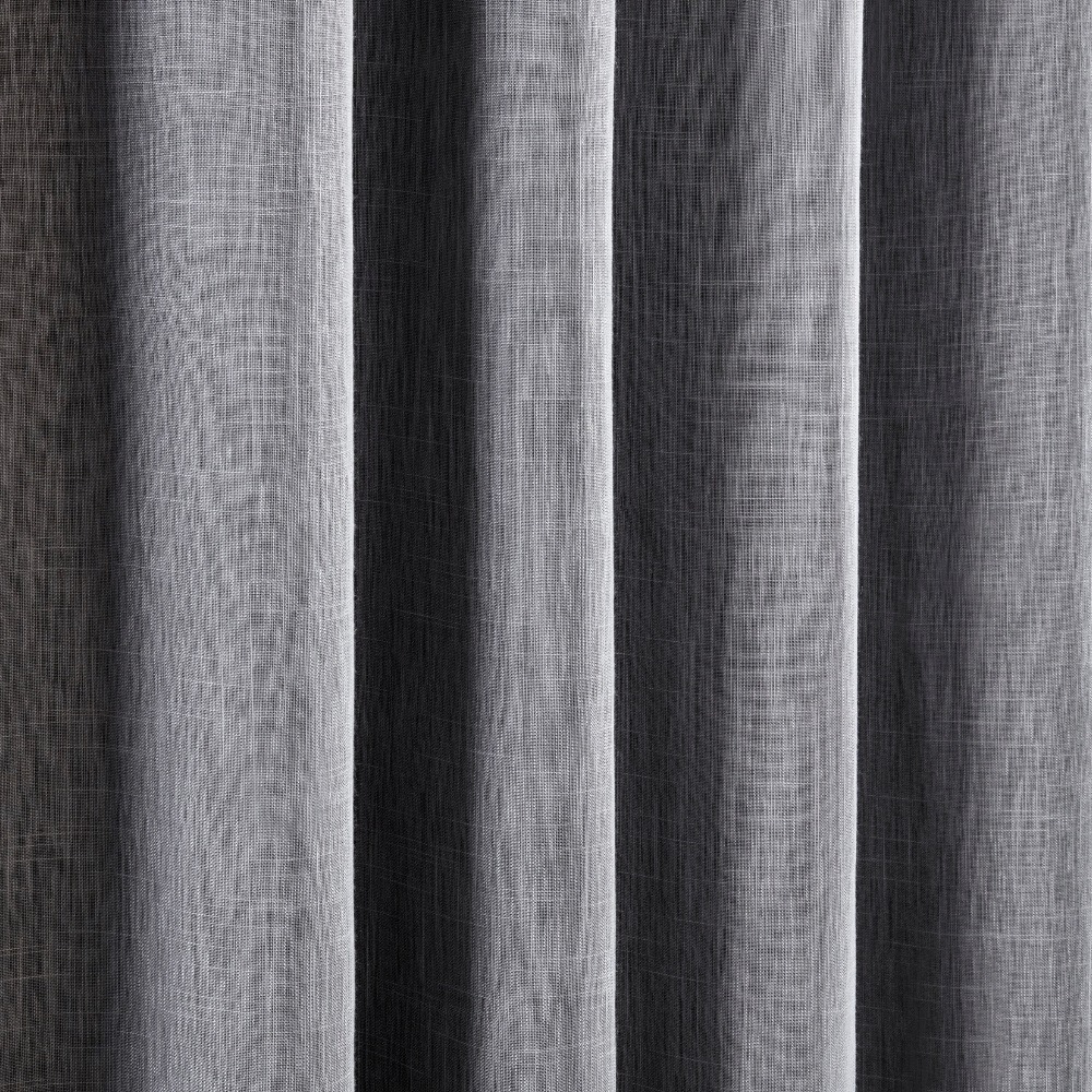 Cortina Voil Gaze de Linho com Forro Tecido Blackout 5,90x2,60m para Varão 4M Grécia Prata