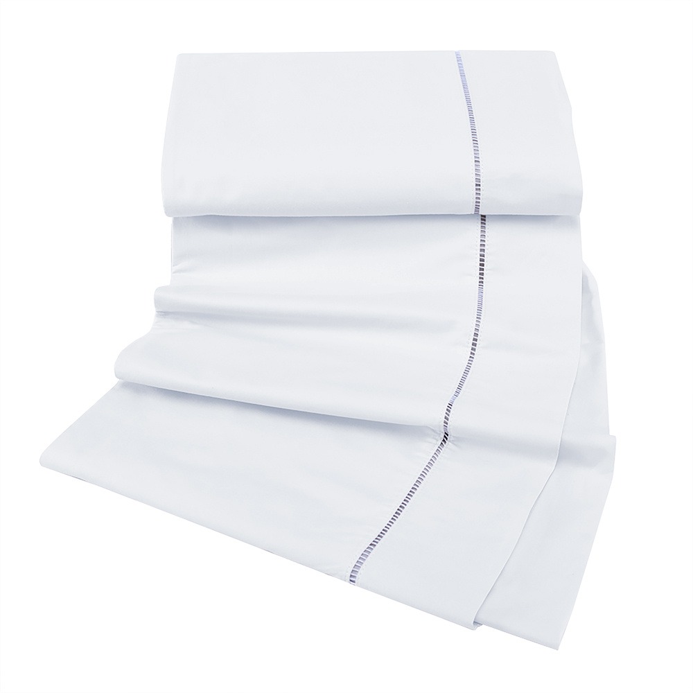 Jogo de Lençol Solteiro 3 Peças Percal 400 Fios Imperial Ponto Palito Branco