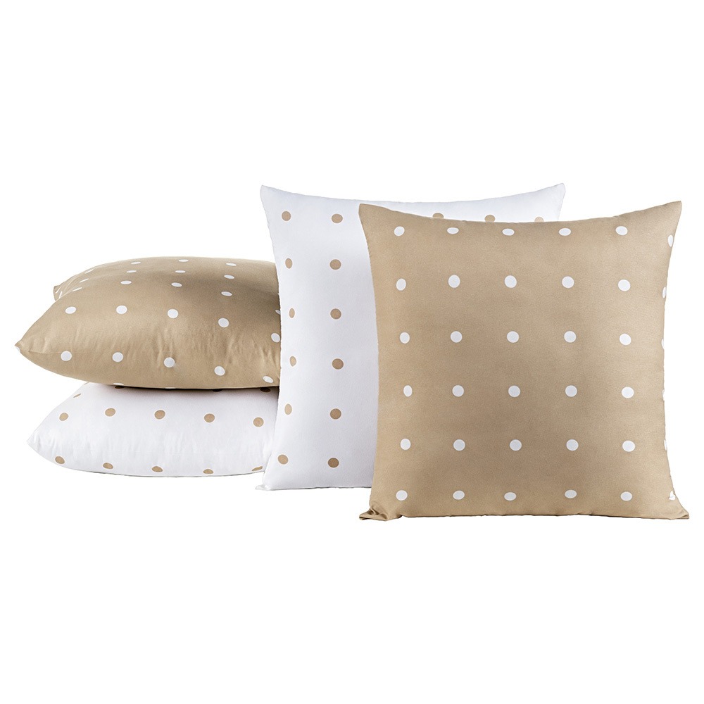 Kit 4 Capas De Almofadas Decorativas para Sofá 45x45cm 200 Fios Estampadas Petit Poá Cáqui - imagem 2