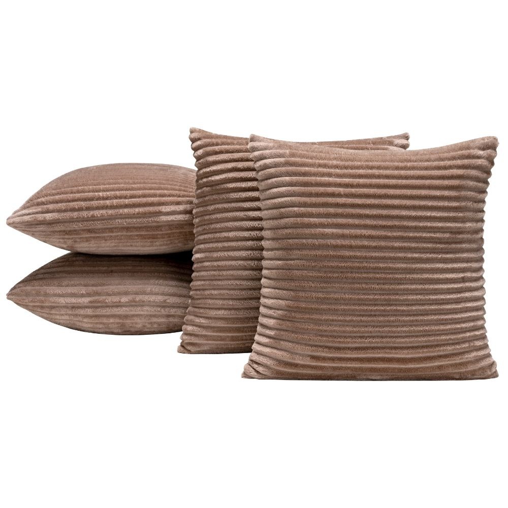 Kit 4 Capas De Almofadas Decorativas para Sofá 45x45cm Flannel Bariloche Cáqui