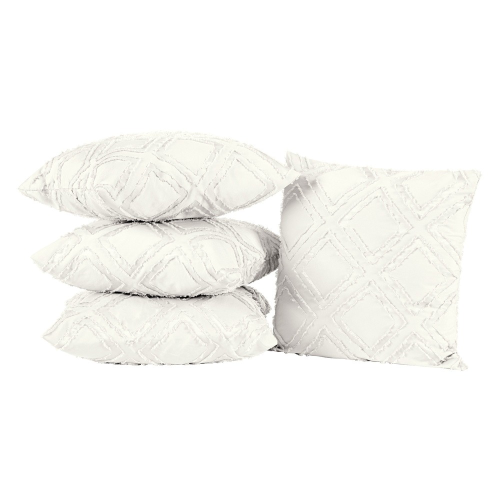 Kit 4 Capas De Almofadas Decorativas para Sofá 45x45cm Micro Percal 300 Fios Aveline Off White - imagem 2
