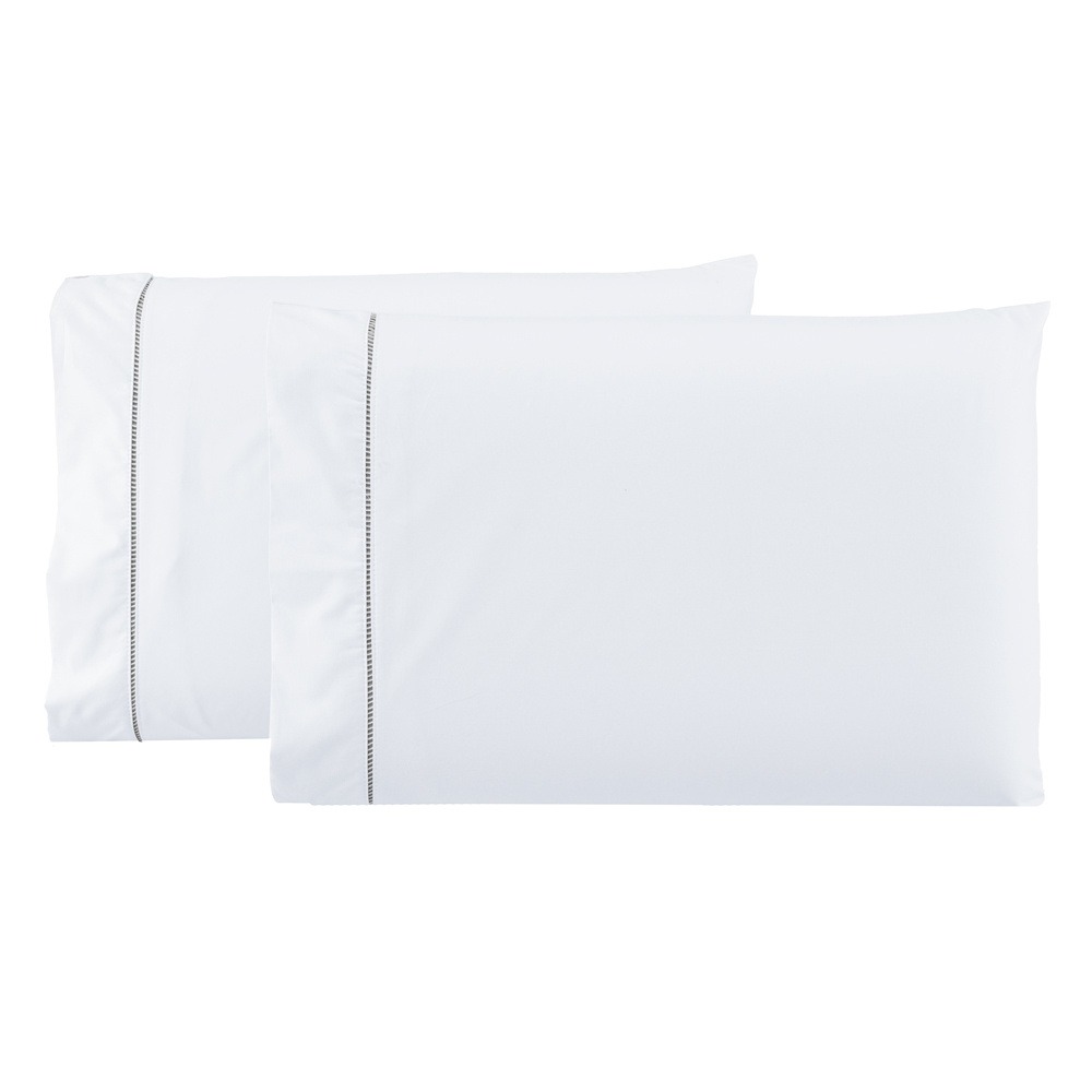 Par de Fronhas 50x70cm Percal 400 Fios Imperial Ponto Palito Branco
