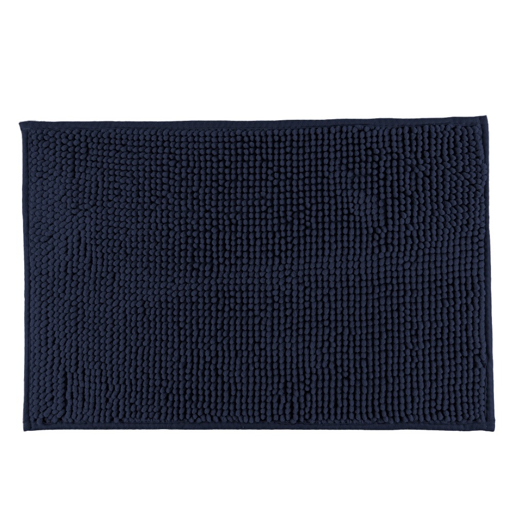 Tapete De Banheiro Bolinha Popcorn Antiderrapante 60x40cm Chenille Azul Marinho - imagem 2