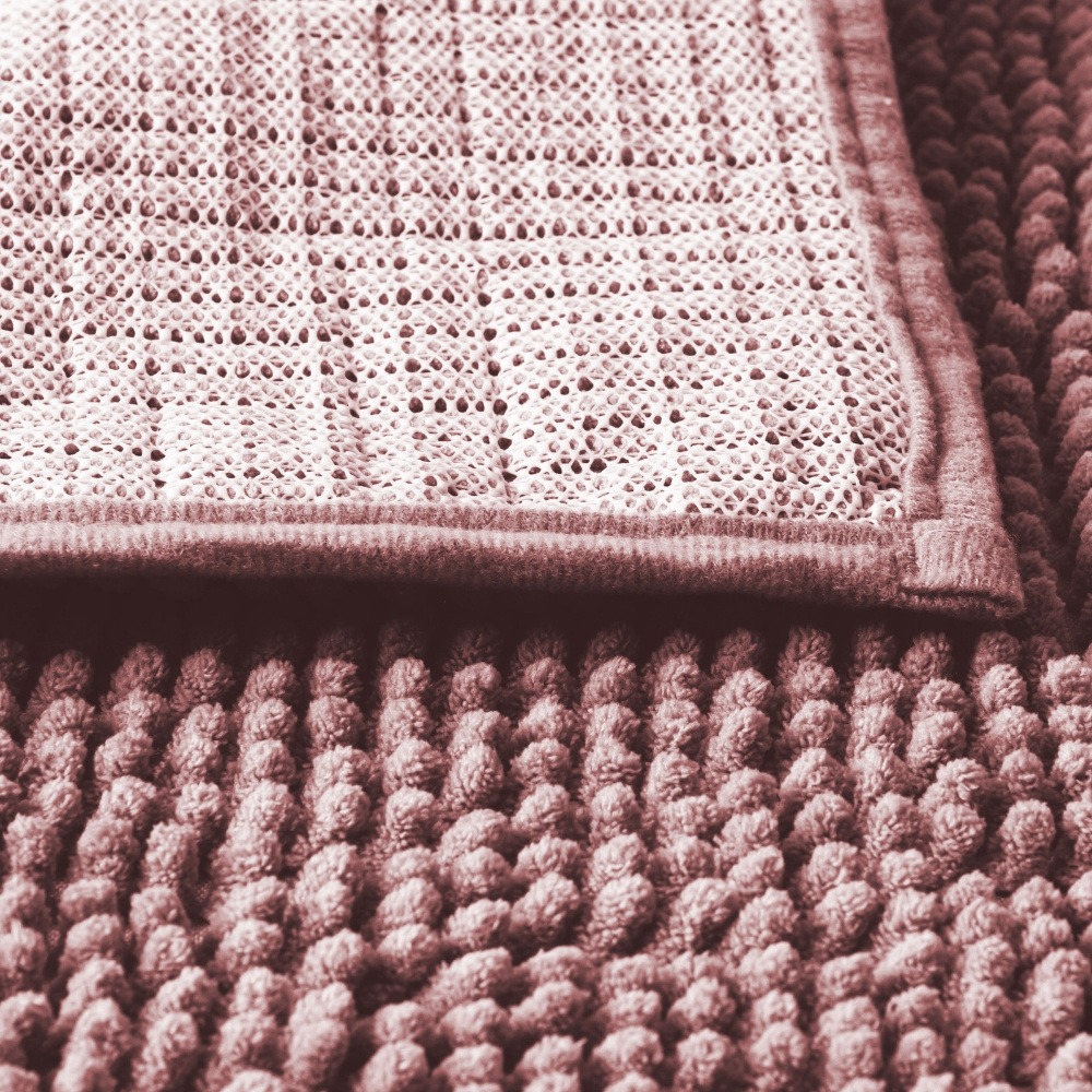 Tapete De Banheiro Bolinha Popcorn Antiderrapante 60x40cm Chenille Rosa