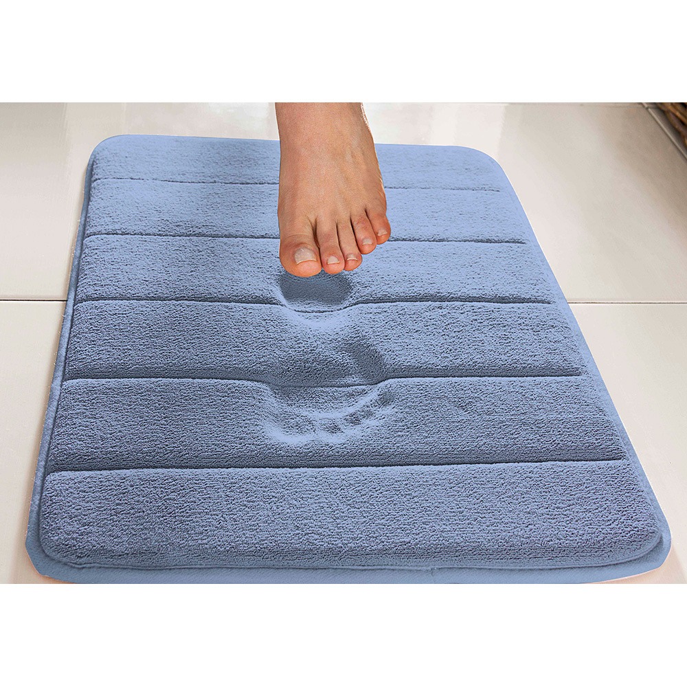 Tapete Ultra Absorvente 60x40cm Soft Antiderrapante 100% Poliéster Azul