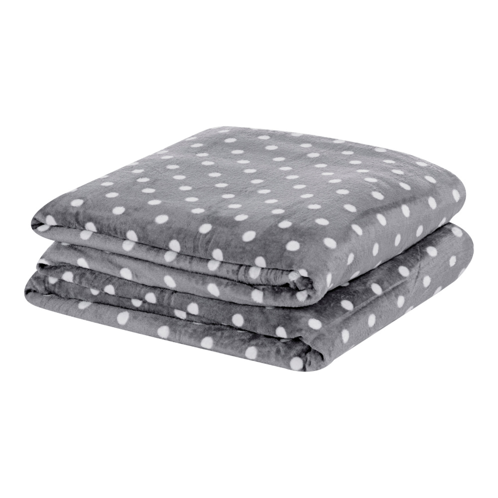 Cobertor Manta Flannel Casal 2,20x1,80m 220g/m² Toque Super Soft Lisboa Poá Petit Cinza
