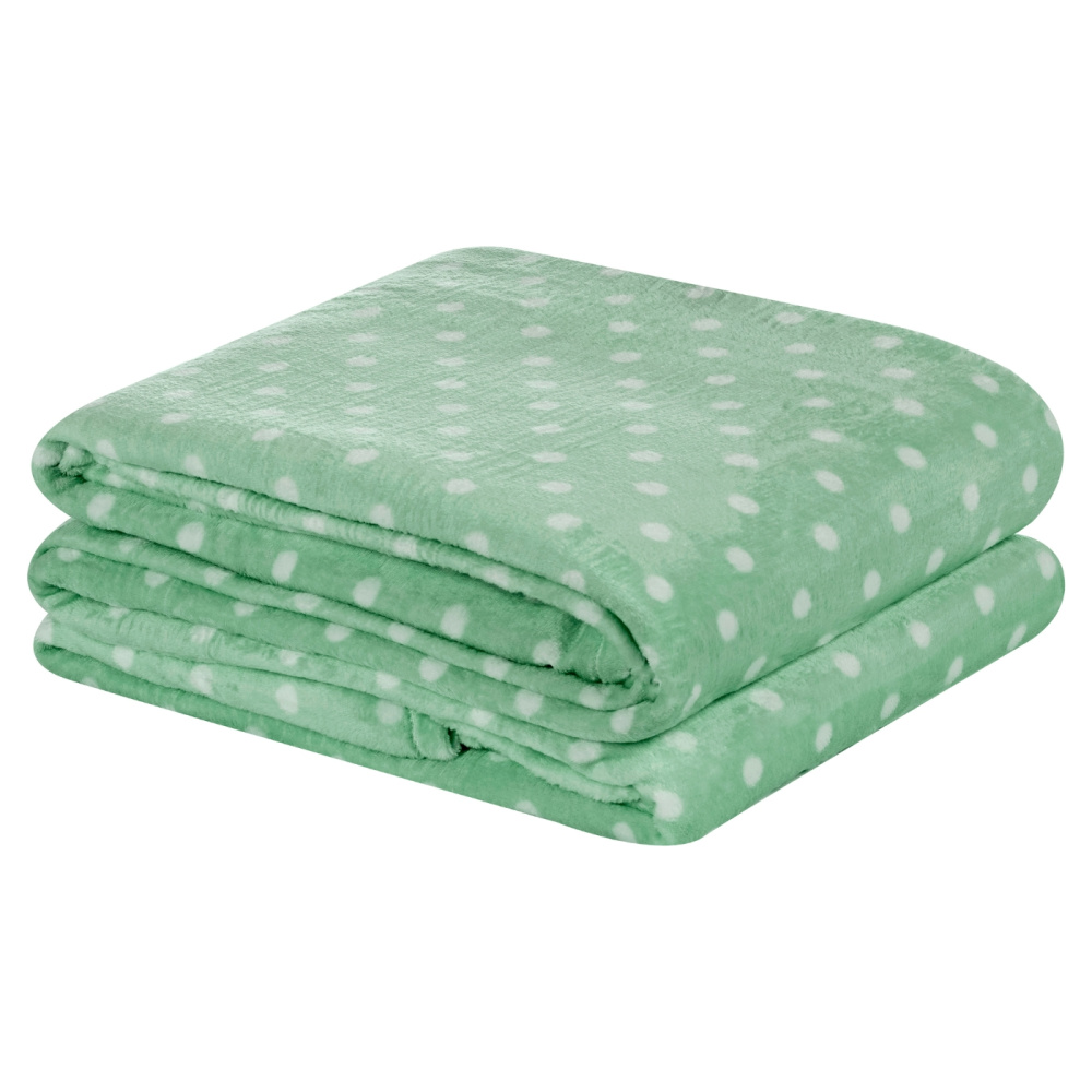 Cobertor Manta Flannel Queen 2,40x2,20m 220g/m² Toque Super Soft Lisboa Petit Poá Verde