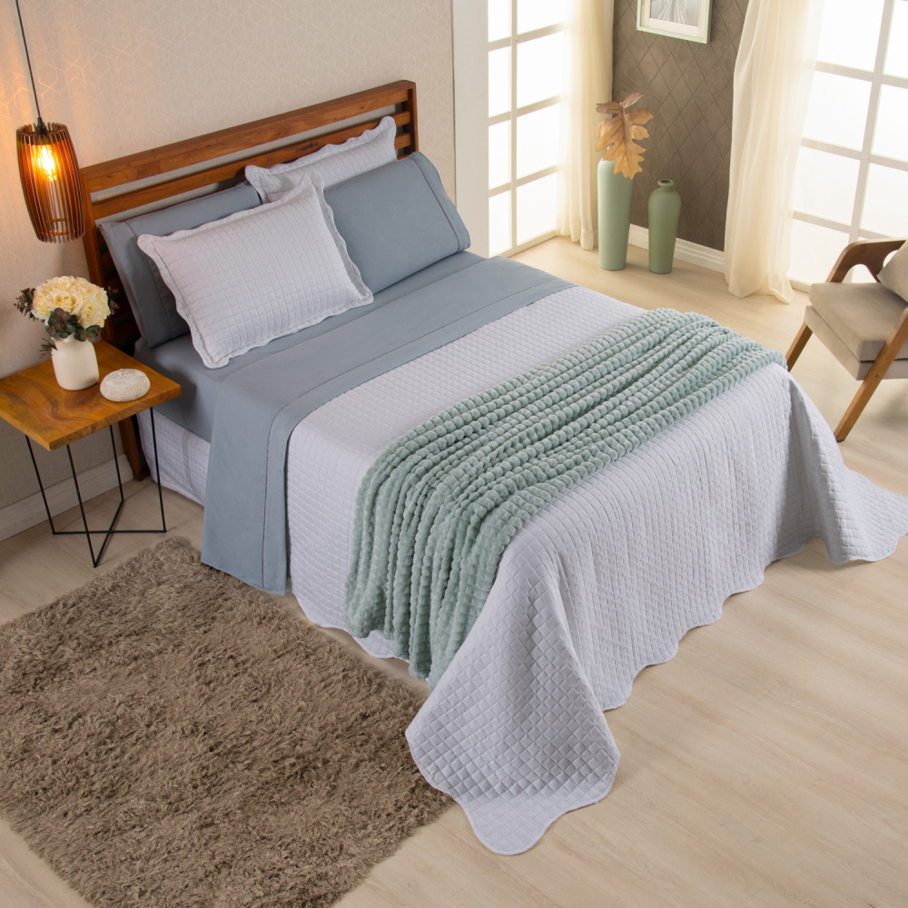 Kit Cama Posta Queen Vitória 8 Peças Dublin/Branco/Verde - 6