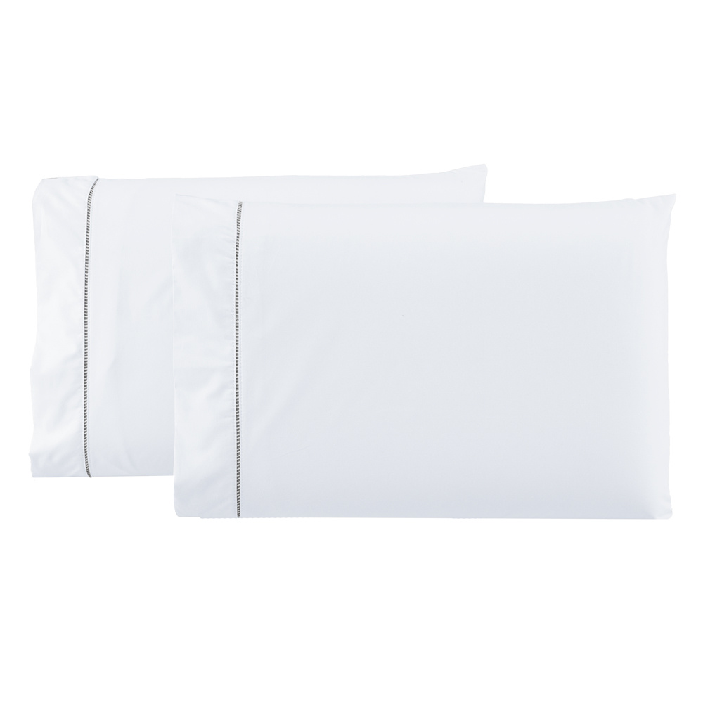 Par de Fronhas 50x70cm Percal 400 Fios Imperial Ponto Palito Branco